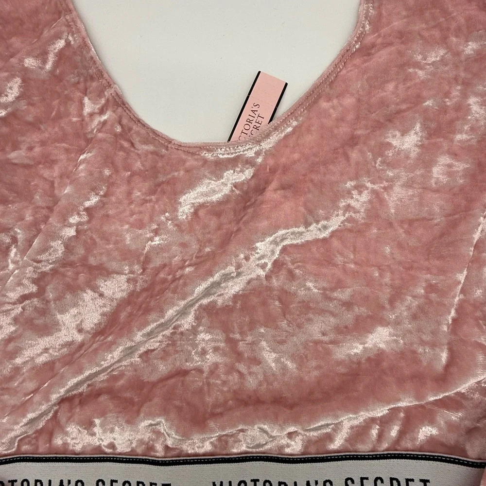 Victorias Secret Top Shorts Womens Pink Crushed Velvet Crop Sleep Set🩷BNWT🩷 - Picture 7 of 16